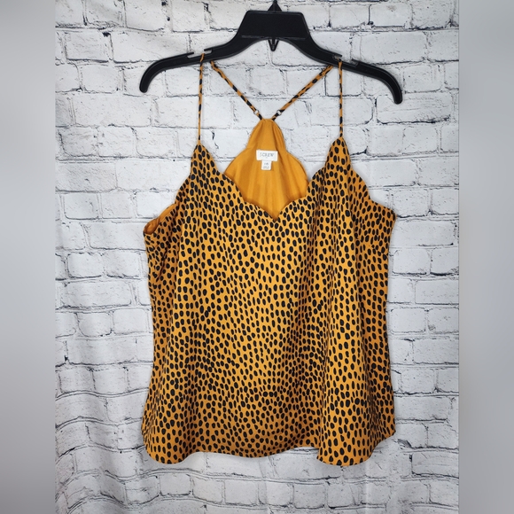 J. Crew Leopard Print Scalloped Adjustable‎ Cami Top Women's Size 16 - Picture 2 of 7
